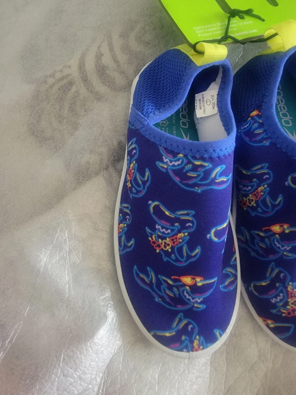 Speedo Little Boys S(5/6) & L (9/10) Aqua Socks Water Shoes Blue .